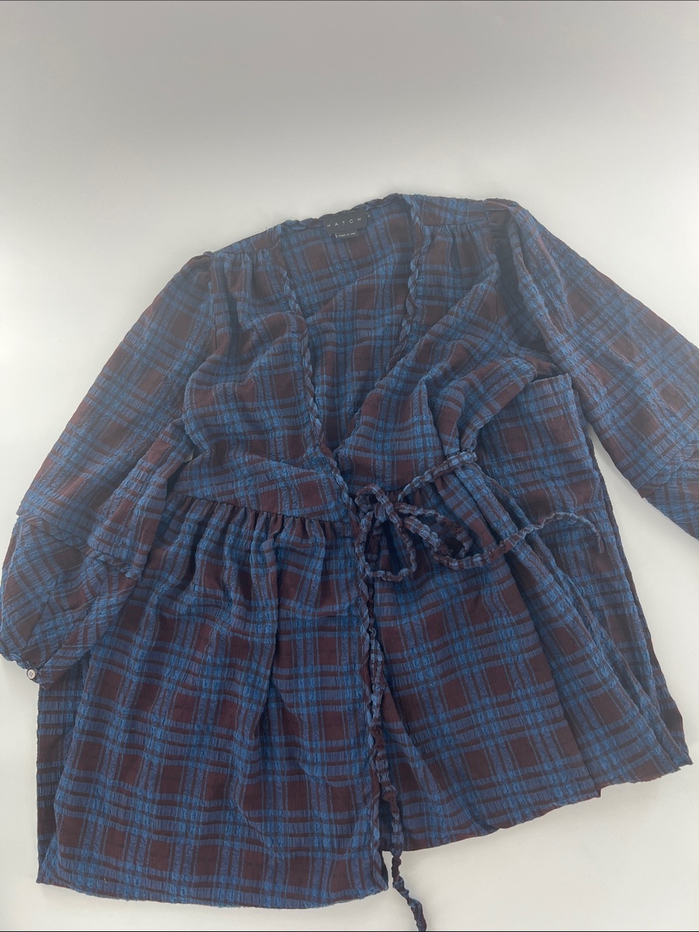 HATCH maternity Kimia plaid wrap dress lagenlook gauze Dark Academia Cottagecore - Picture 7 of 13